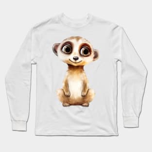 Meerkat Watercolor Long Sleeve T-Shirt